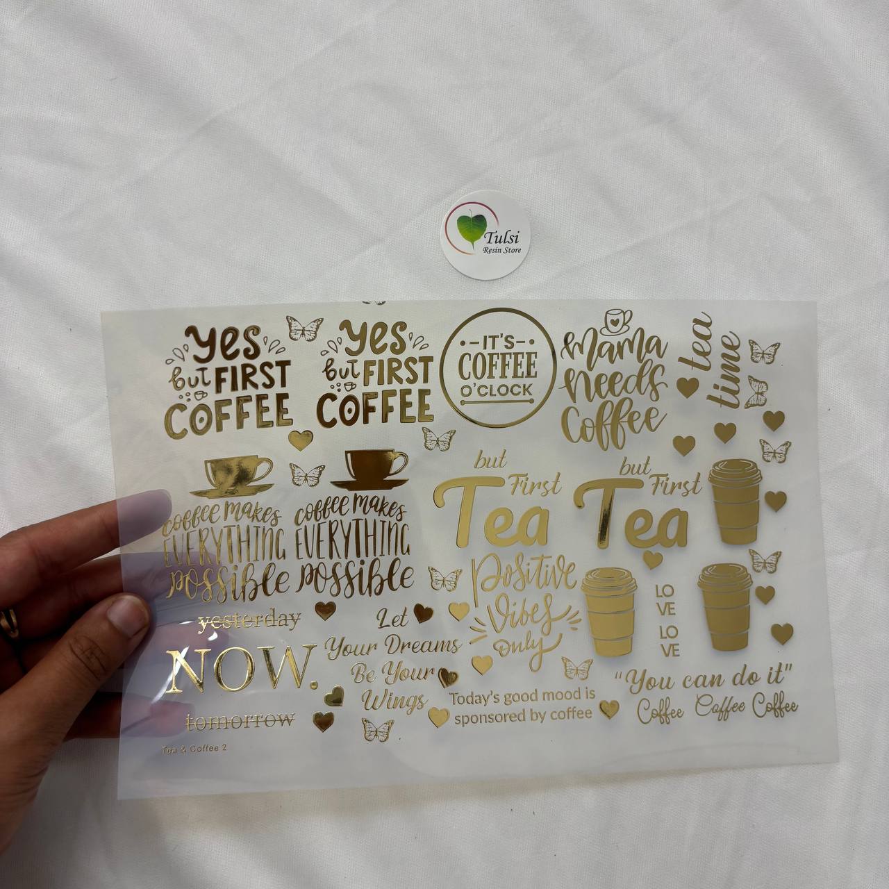 Gold Insert Sheet - Tea/Coffe Captions (B)