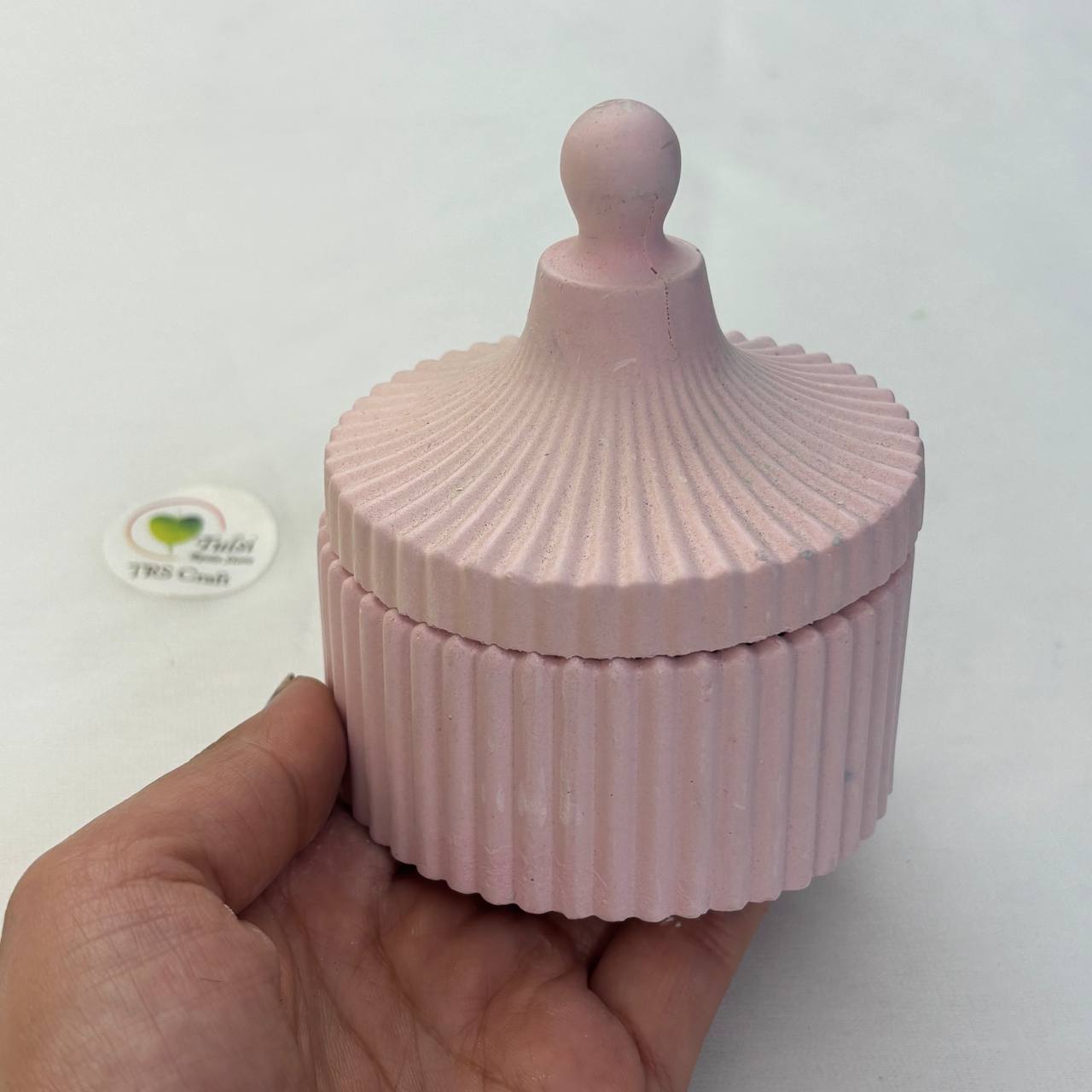 Concrete Jars (A24) - Striped Jar With Lid