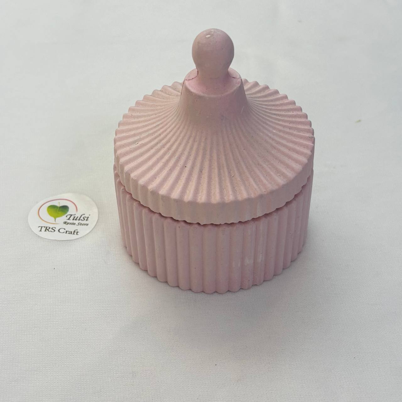 Concrete Jars (A24) - Striped Jar With Lid