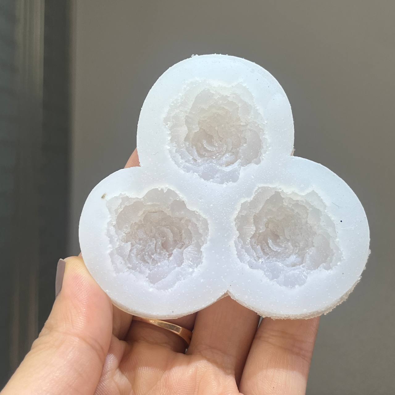 Peony Flower Candle Mould (D) - Mini 3 Cavity