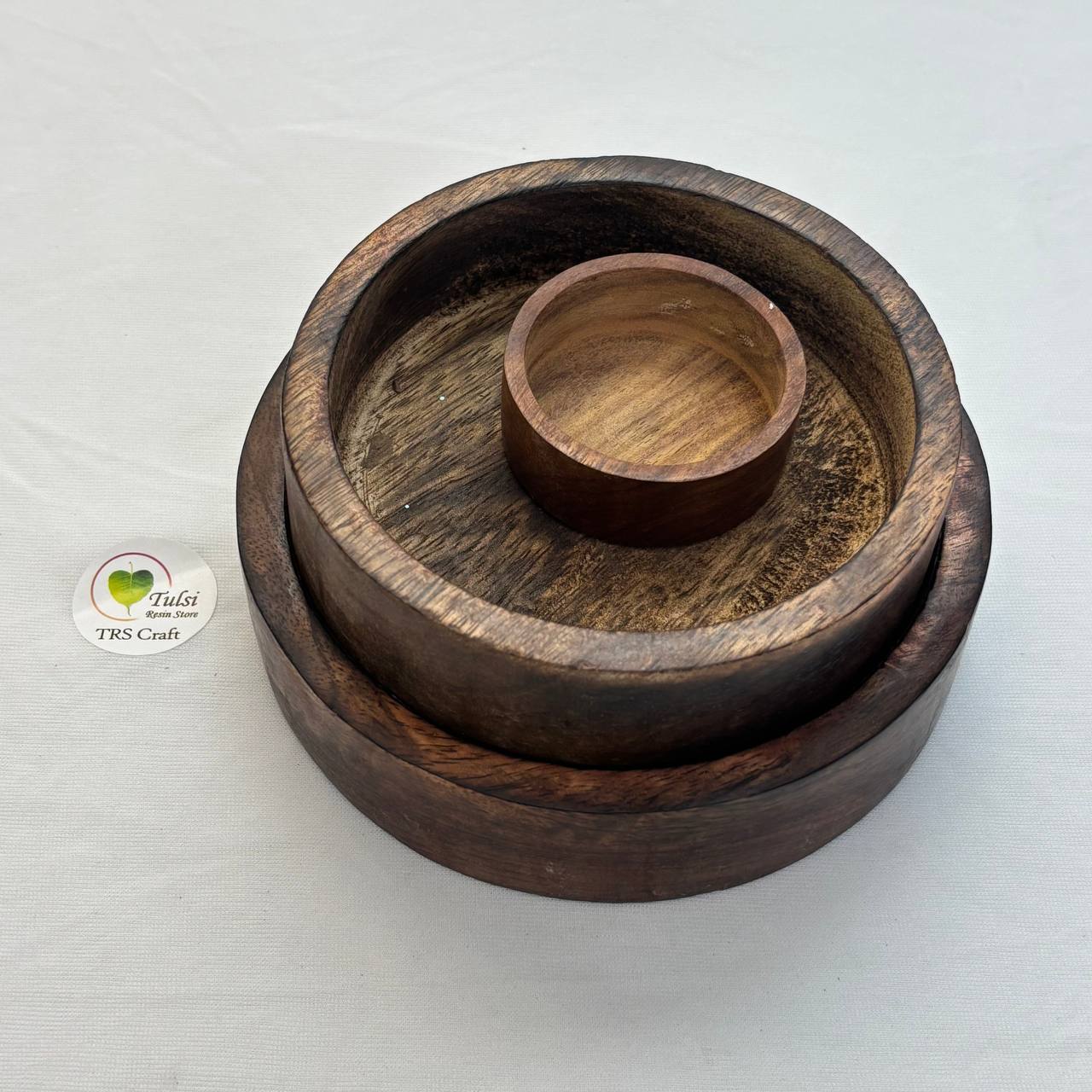 Plain Round Wooden Candle Bowl