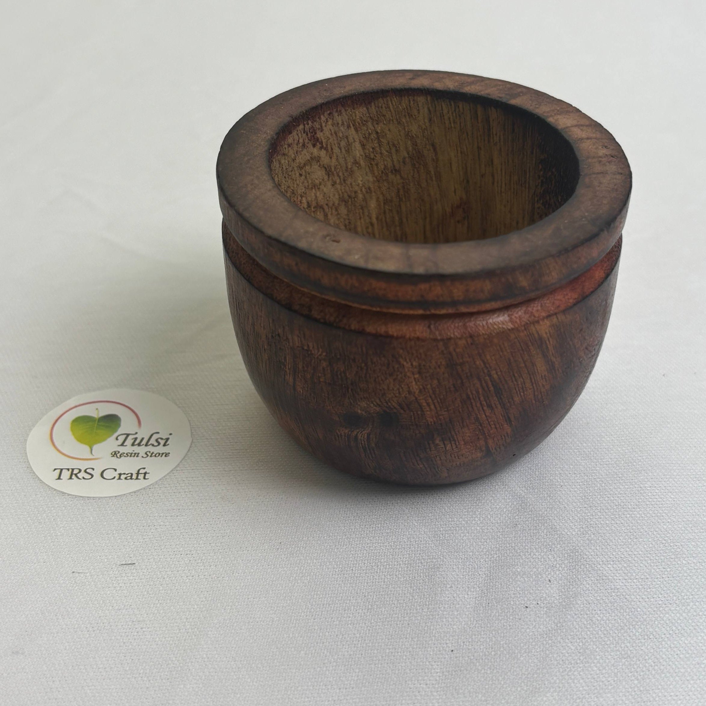 Round Wooden Candle Cup (A) - Line Design