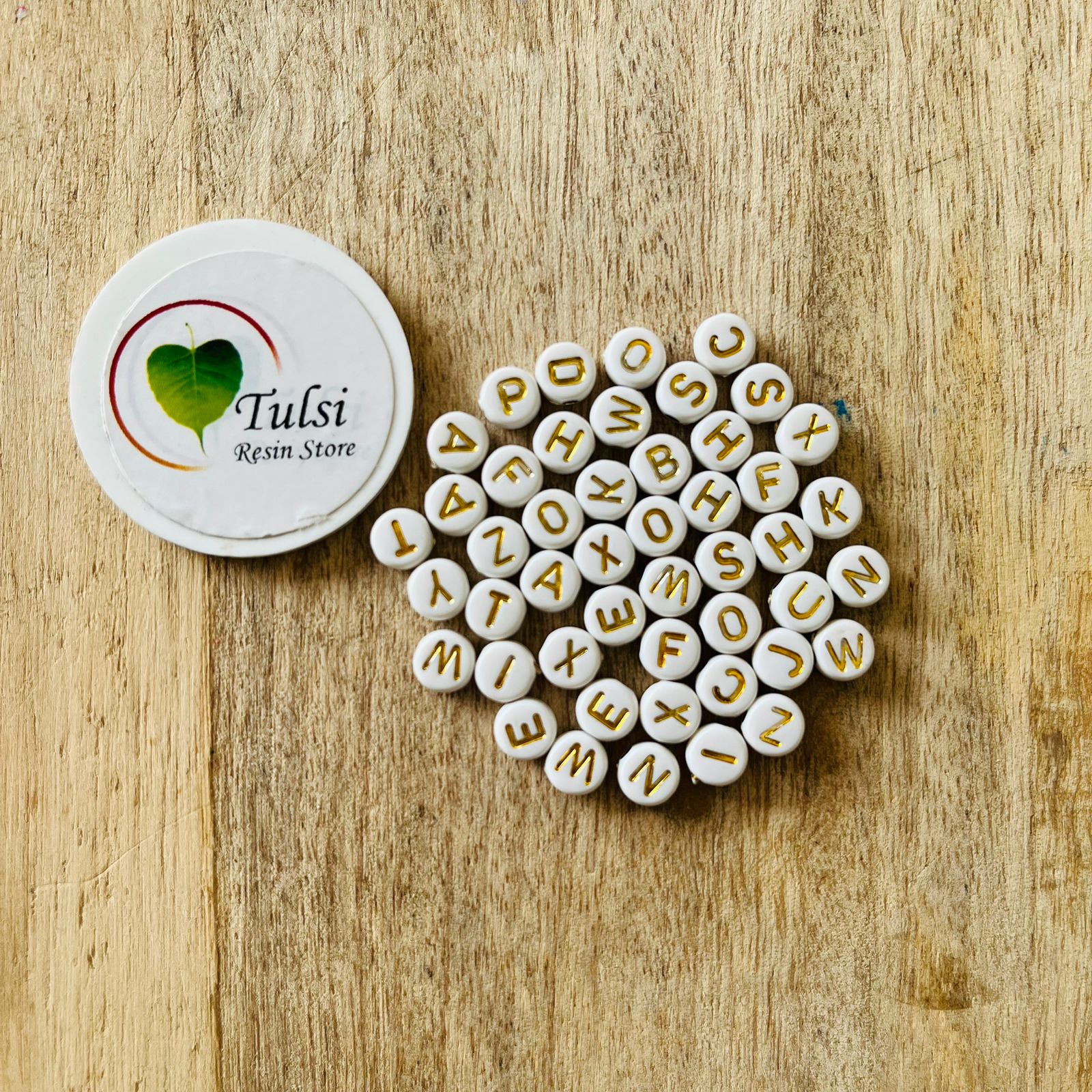 Flat Round Alphabet Beads