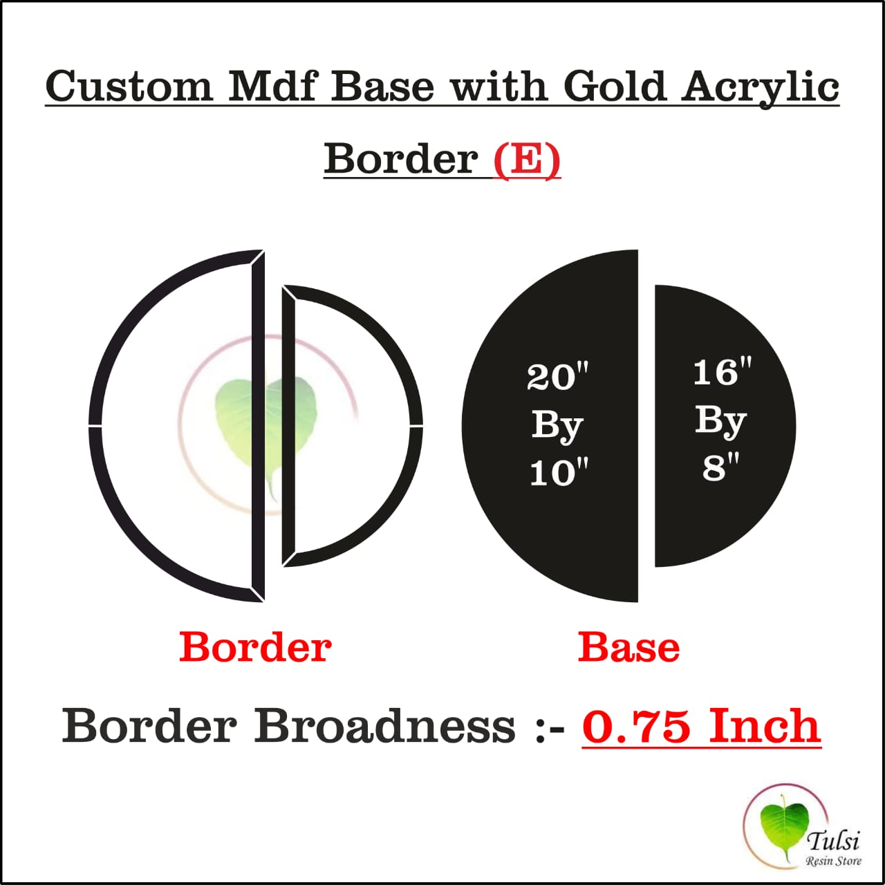 Custom MDF Base With Gold Acrylic Border (E)