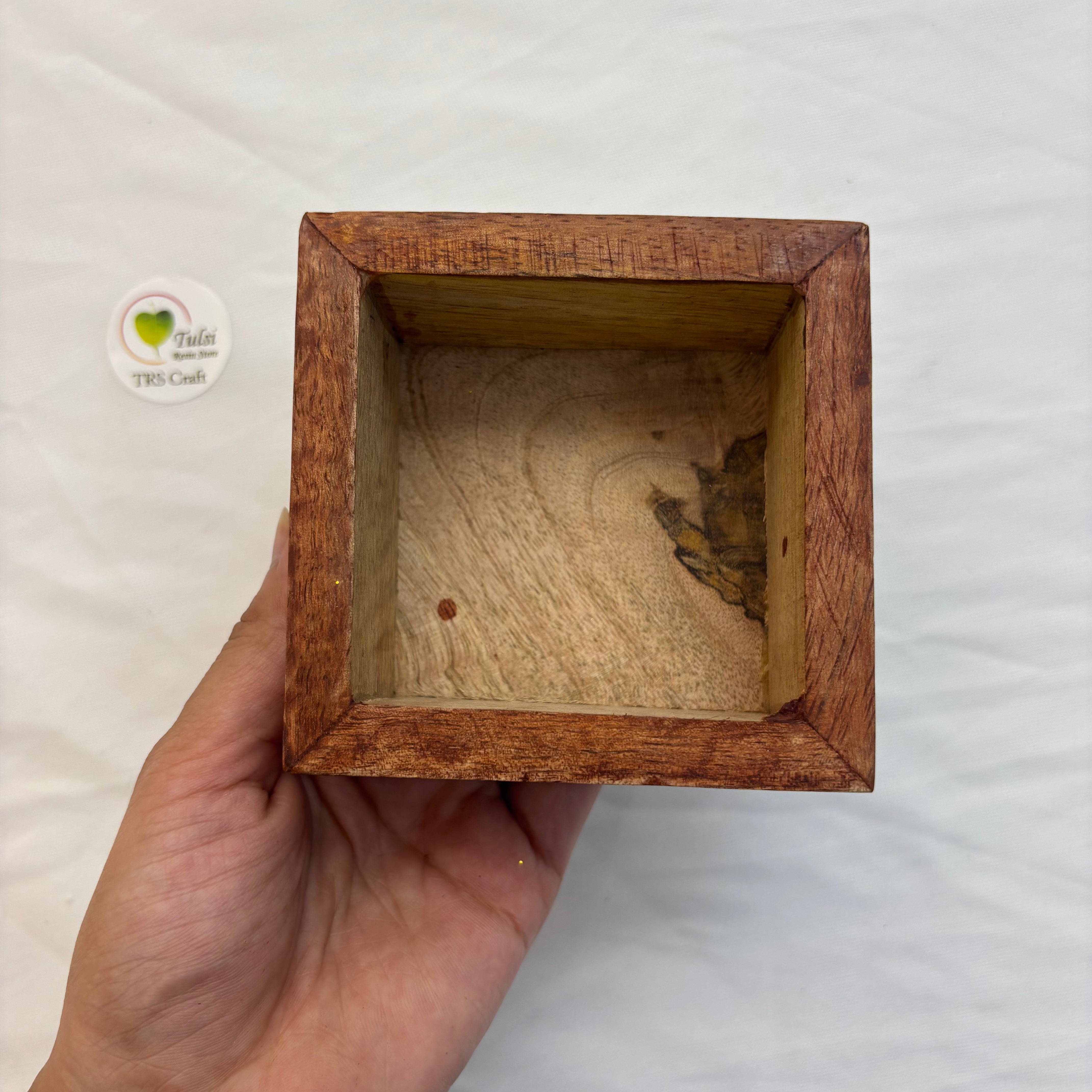 Square Wooden Candle Bowl