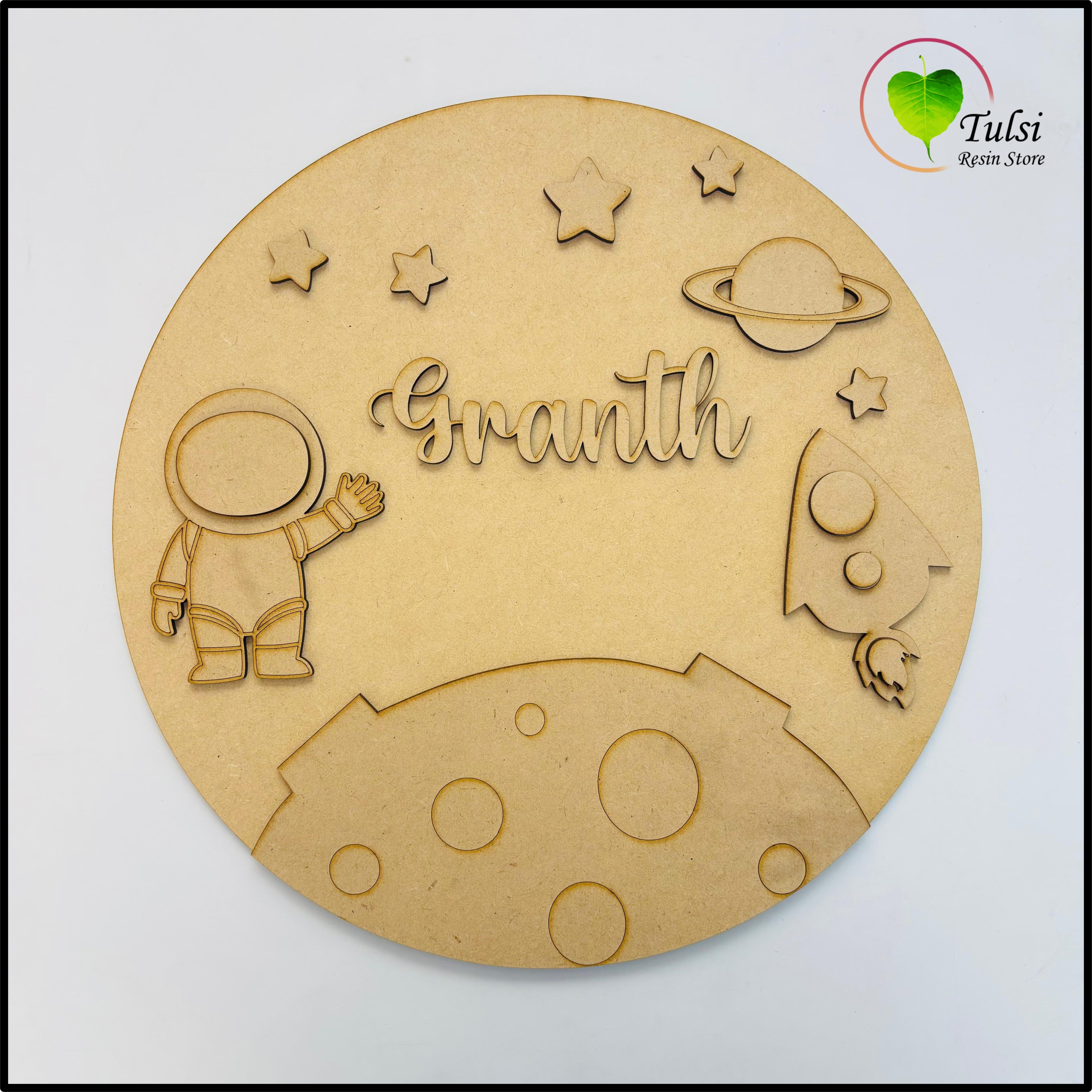 Customize MDF Kids Nameplate - Astronaut Theme