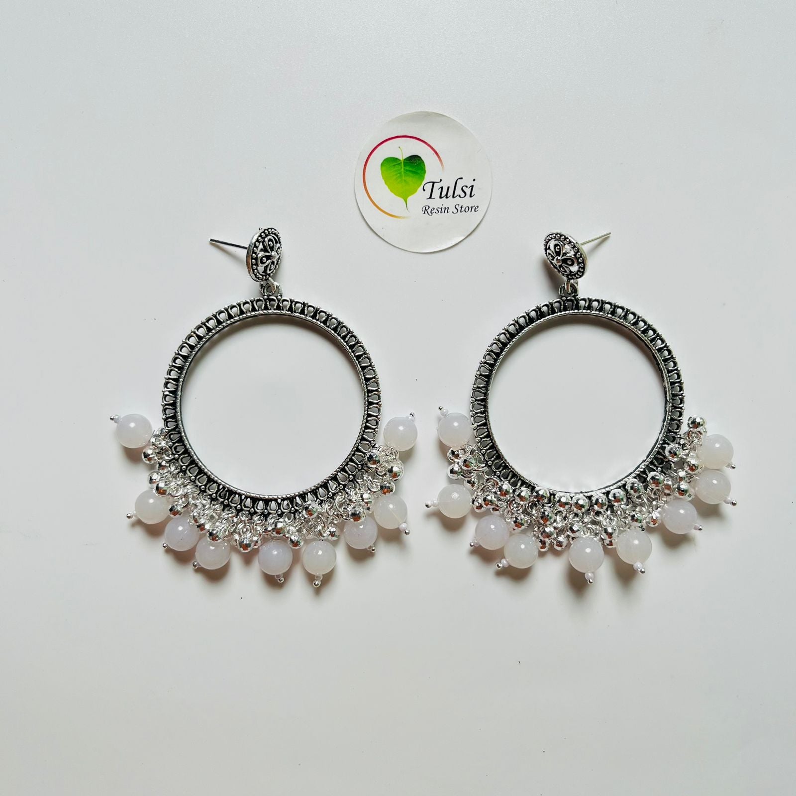 Big Round Jhumka Bazel With Moti(Silver)