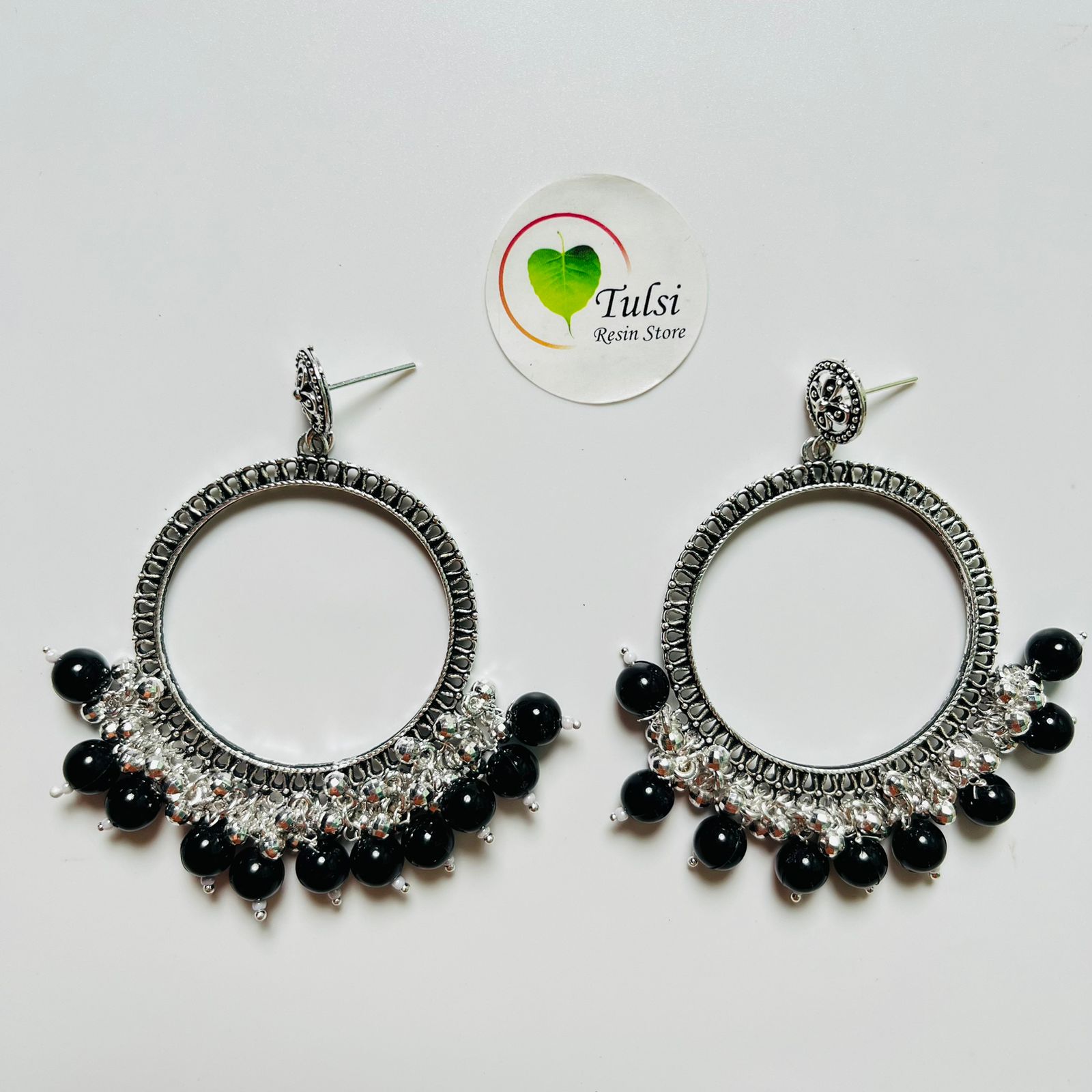 Big Round Jhumka Bazel With Moti(Silver)