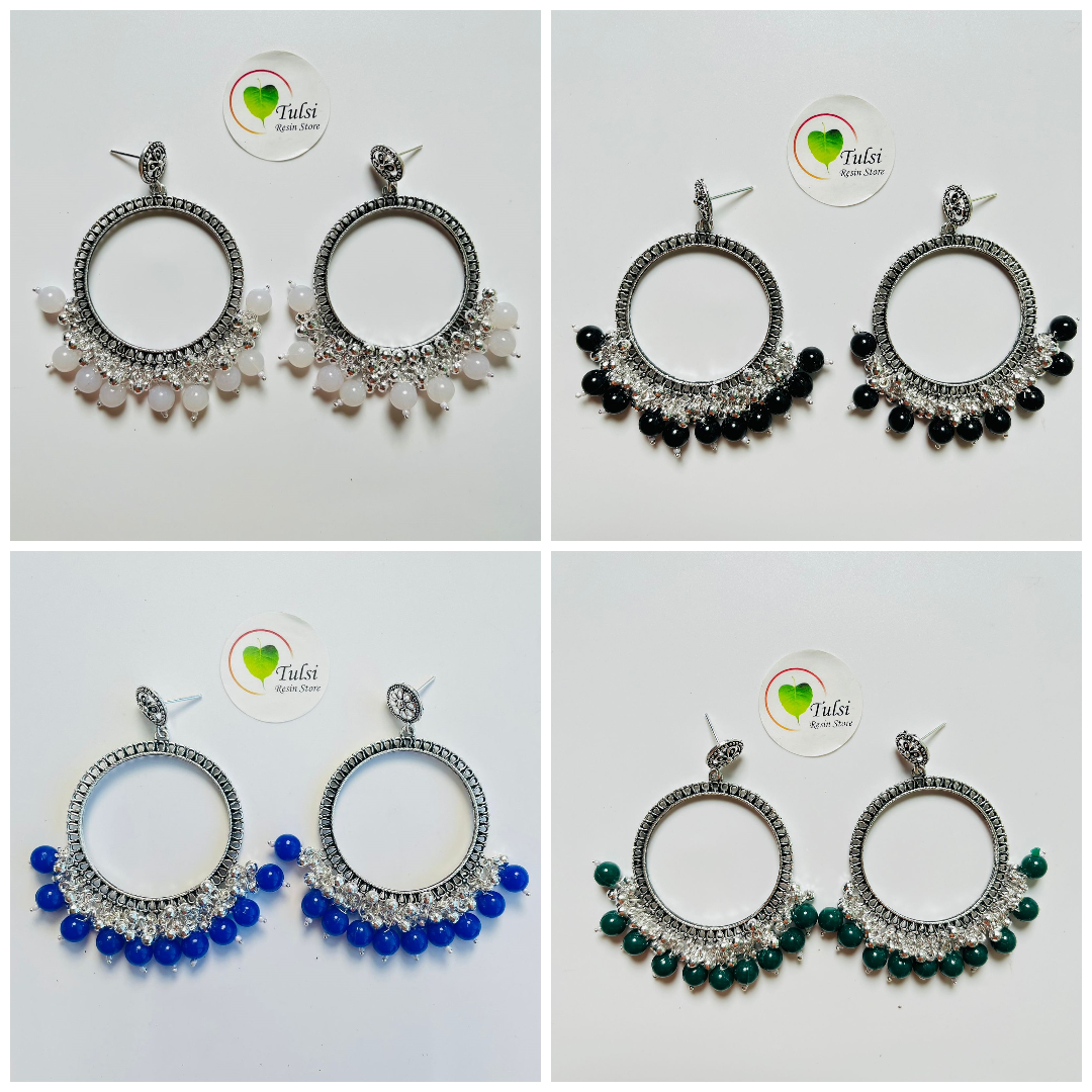 Big Round Jhumka Bazel With Moti(Silver)