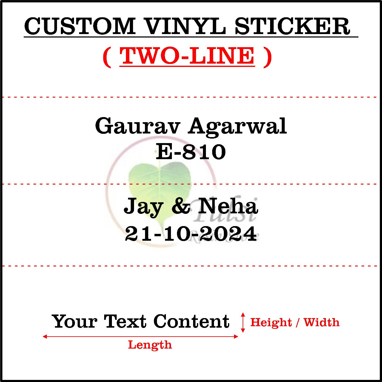 Custom Vinyl Sticker Two Line - Gold