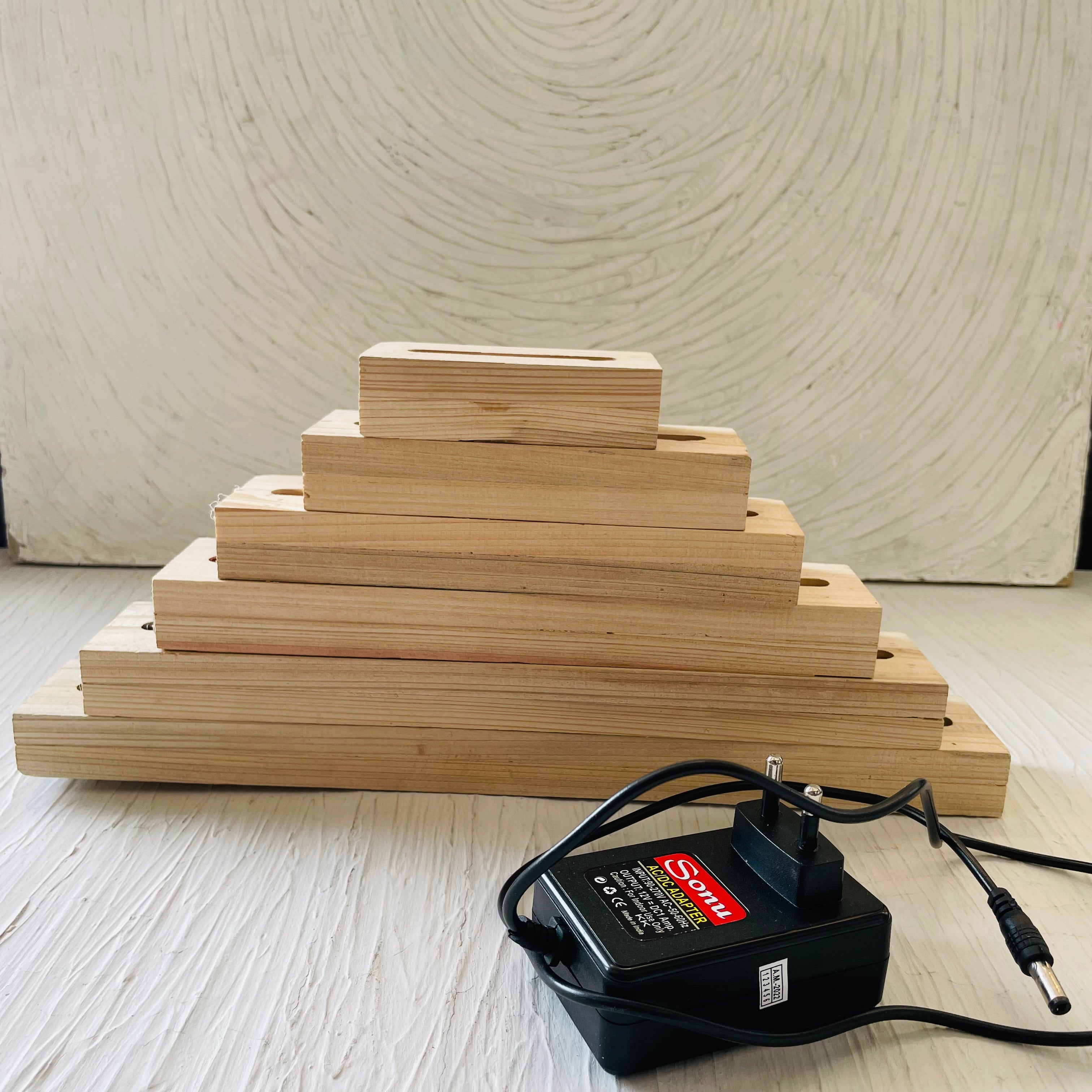 Wooden Light Lamp - Pine Wood 3 | Tulsi Resin