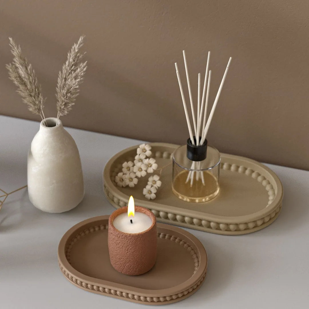 Oval Trinket Mould with Beaded Border