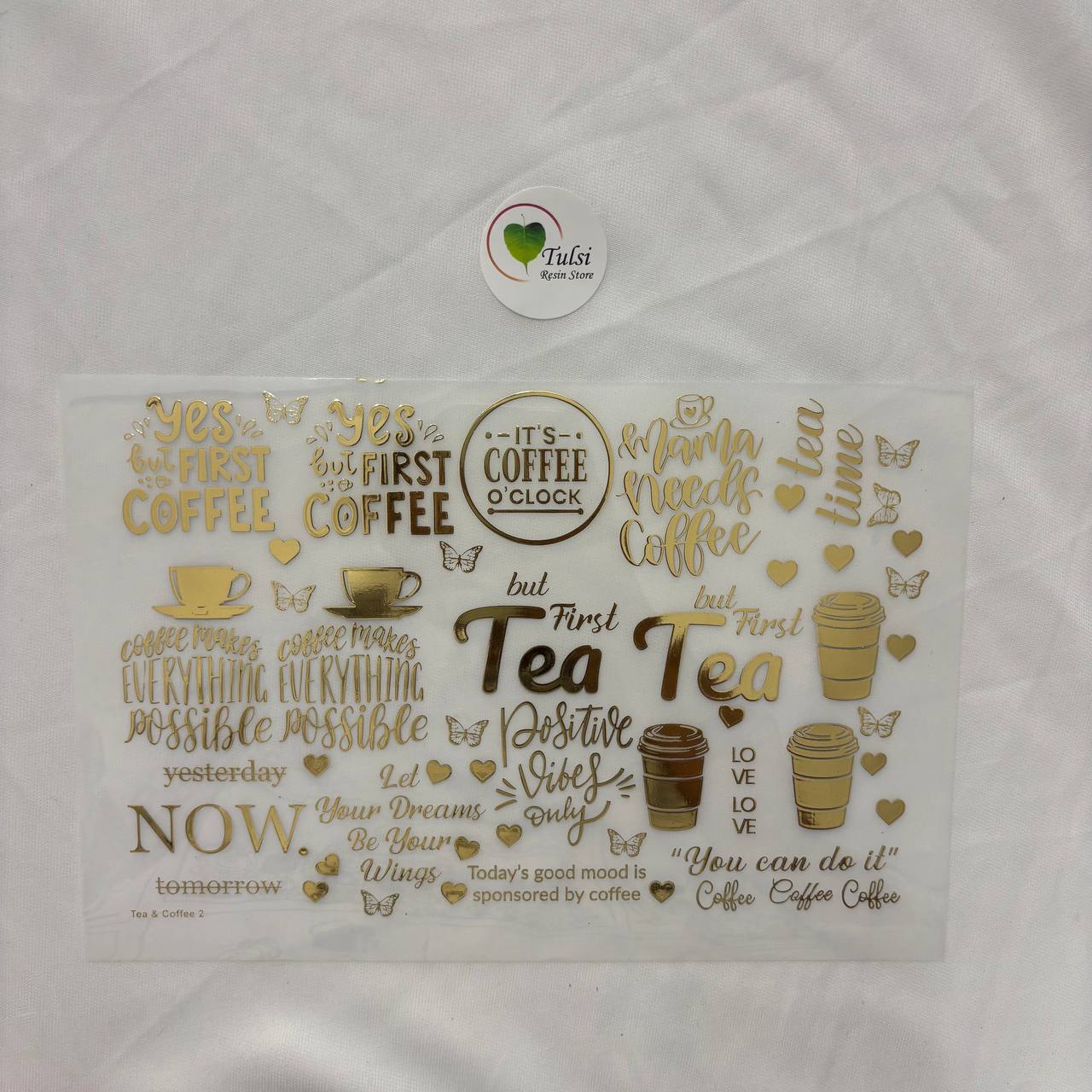 Gold Insert Sheet - Tea/Coffe Captions (B)