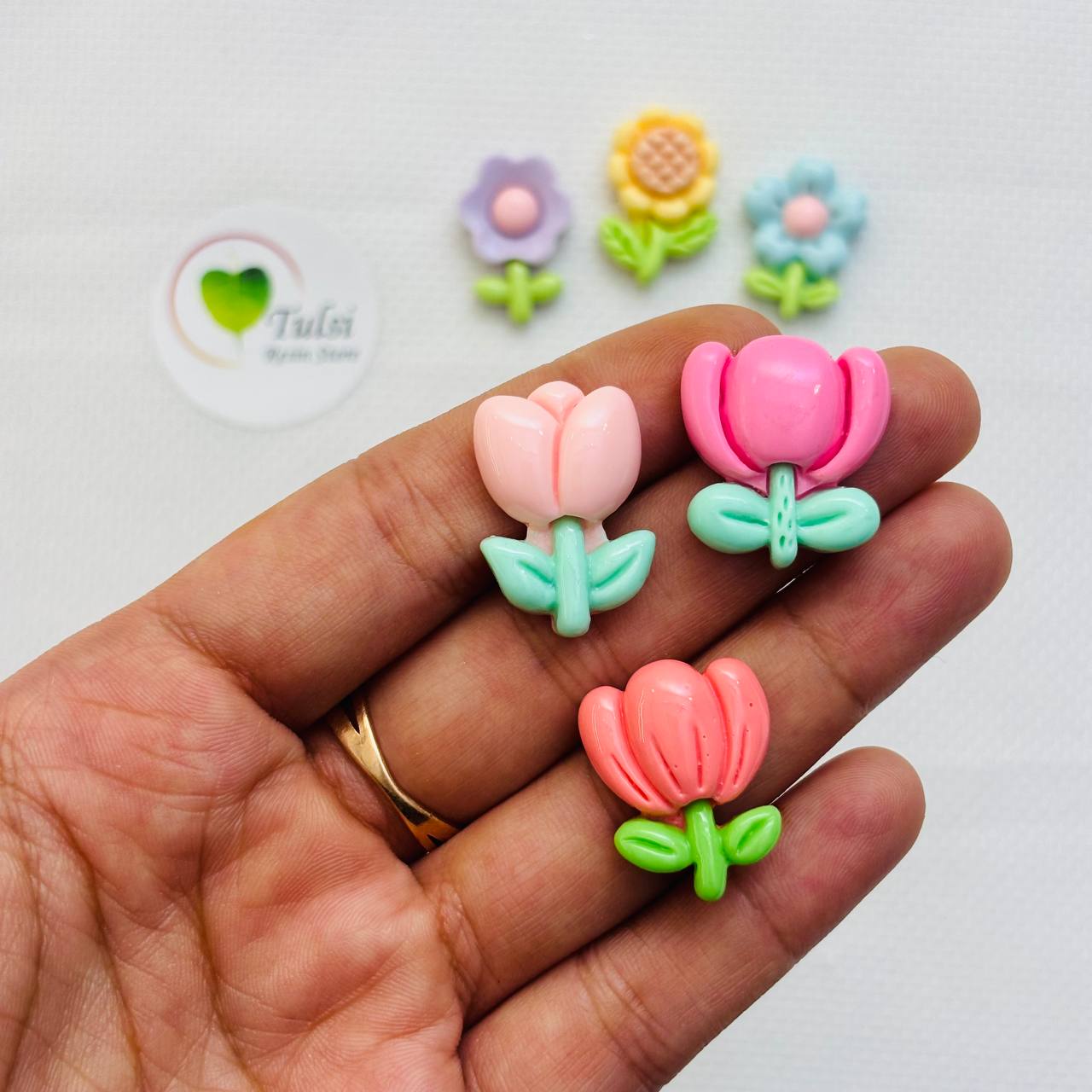Plastic Charm (J) - Flower (5Pc)