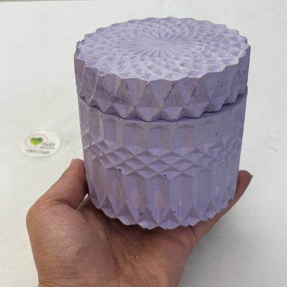 Concrete Jars (A21) - Diamond Cut Jar With Lid