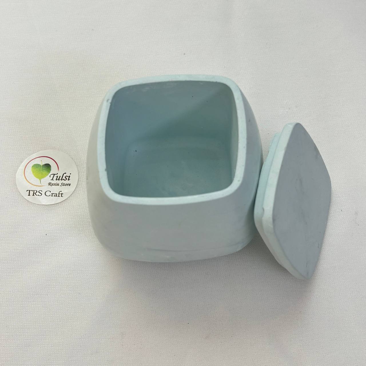 Concrete Jars (A22) - Plain Square Jar With Lid