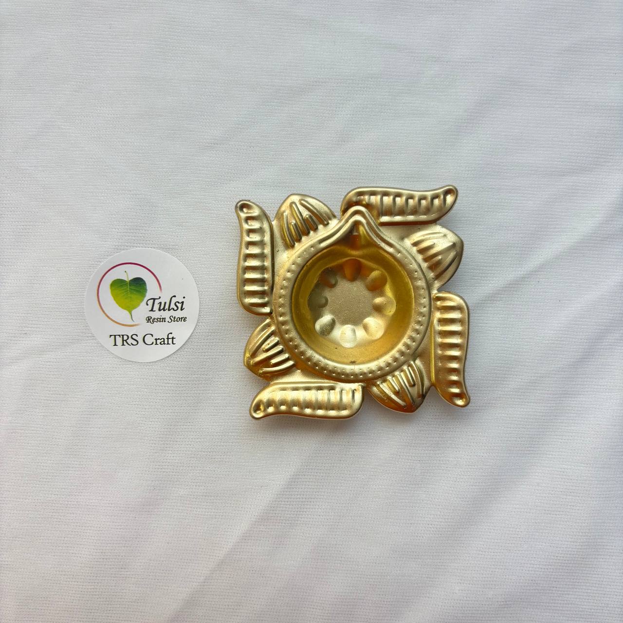 Metal Diya (G) - Swastik