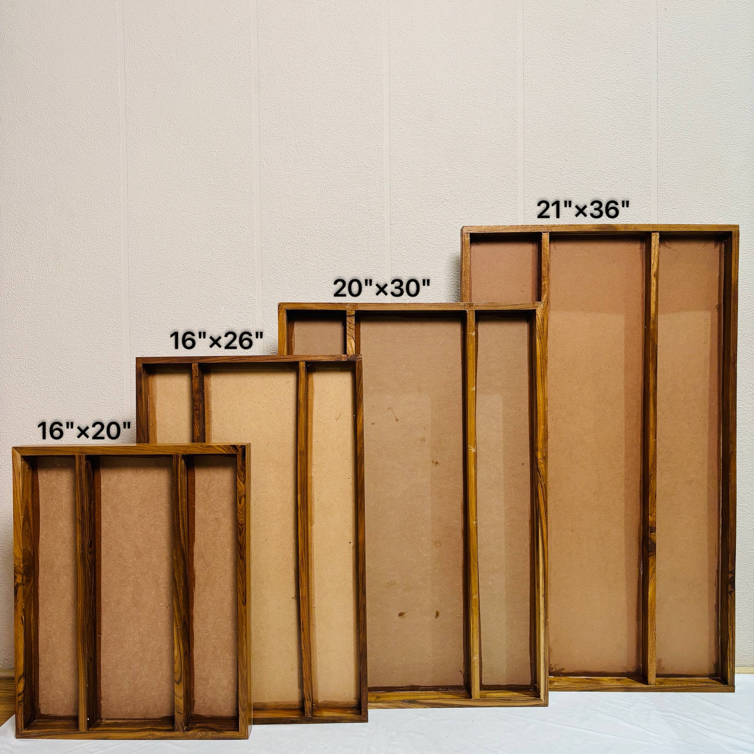 Teakwood Floating Frame (L) - 3 Partition (20" By 30")