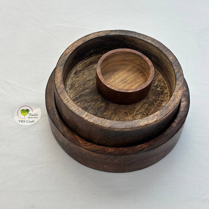 Plain Round Wooden Candle Bowl