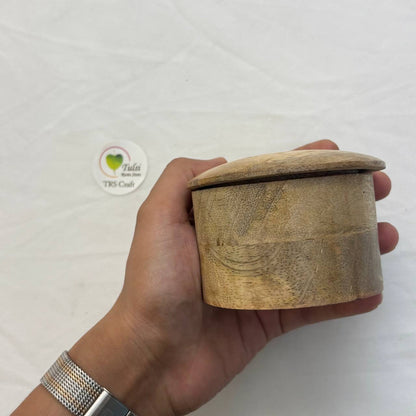 Round Wooden Candle Bowl with Top Lid