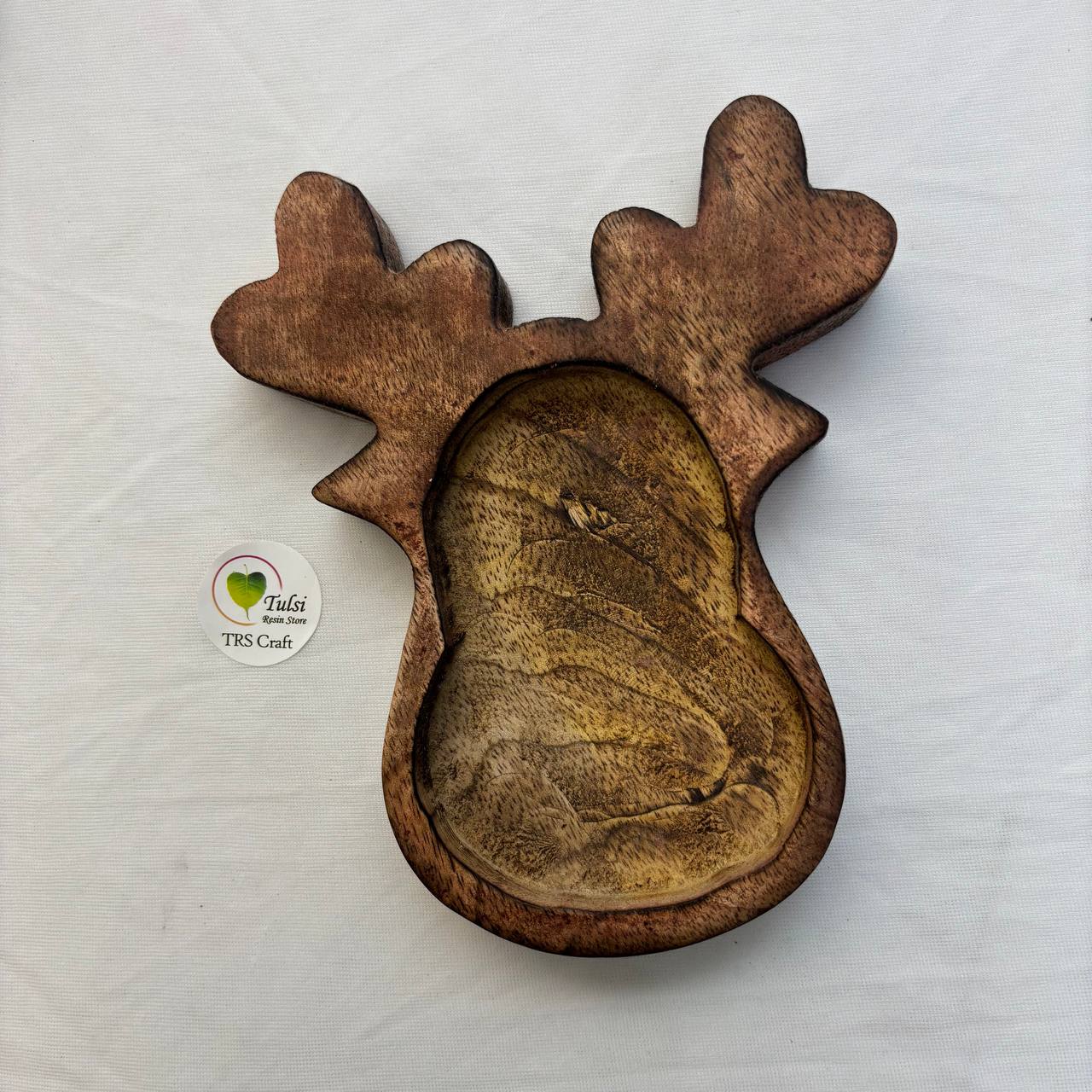 Christmas Reindeer Wooden Candle Bowl