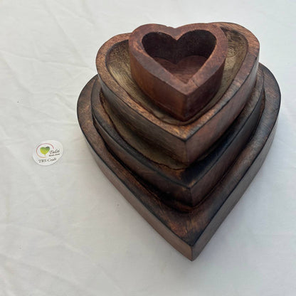 Heart Wooden Candle Bowl