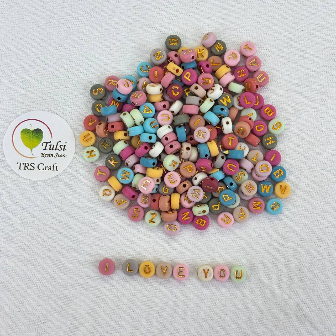 Flat Round Alphabet Beads