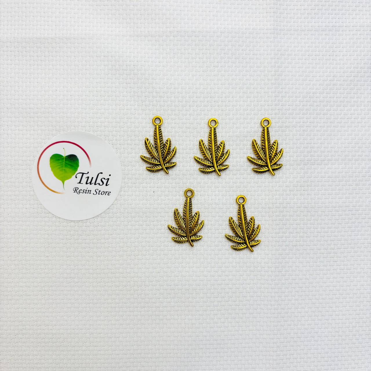Gold Charm - Marijuana Leaf (5pc)