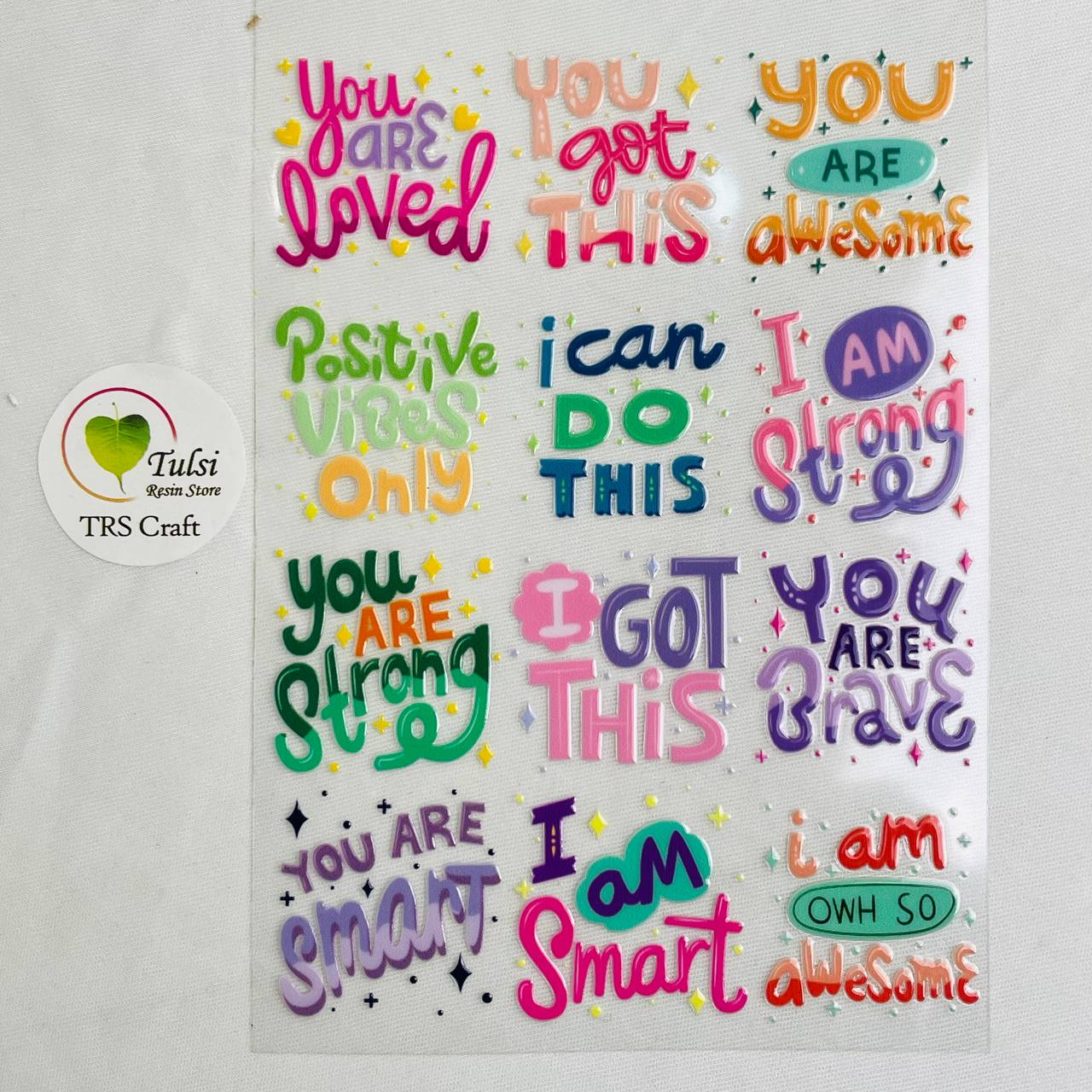A6 UV DTF Sticker - Positive Caption (B)