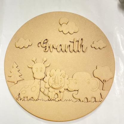 Customize MDF Kids Nameplate - Animal Theme
