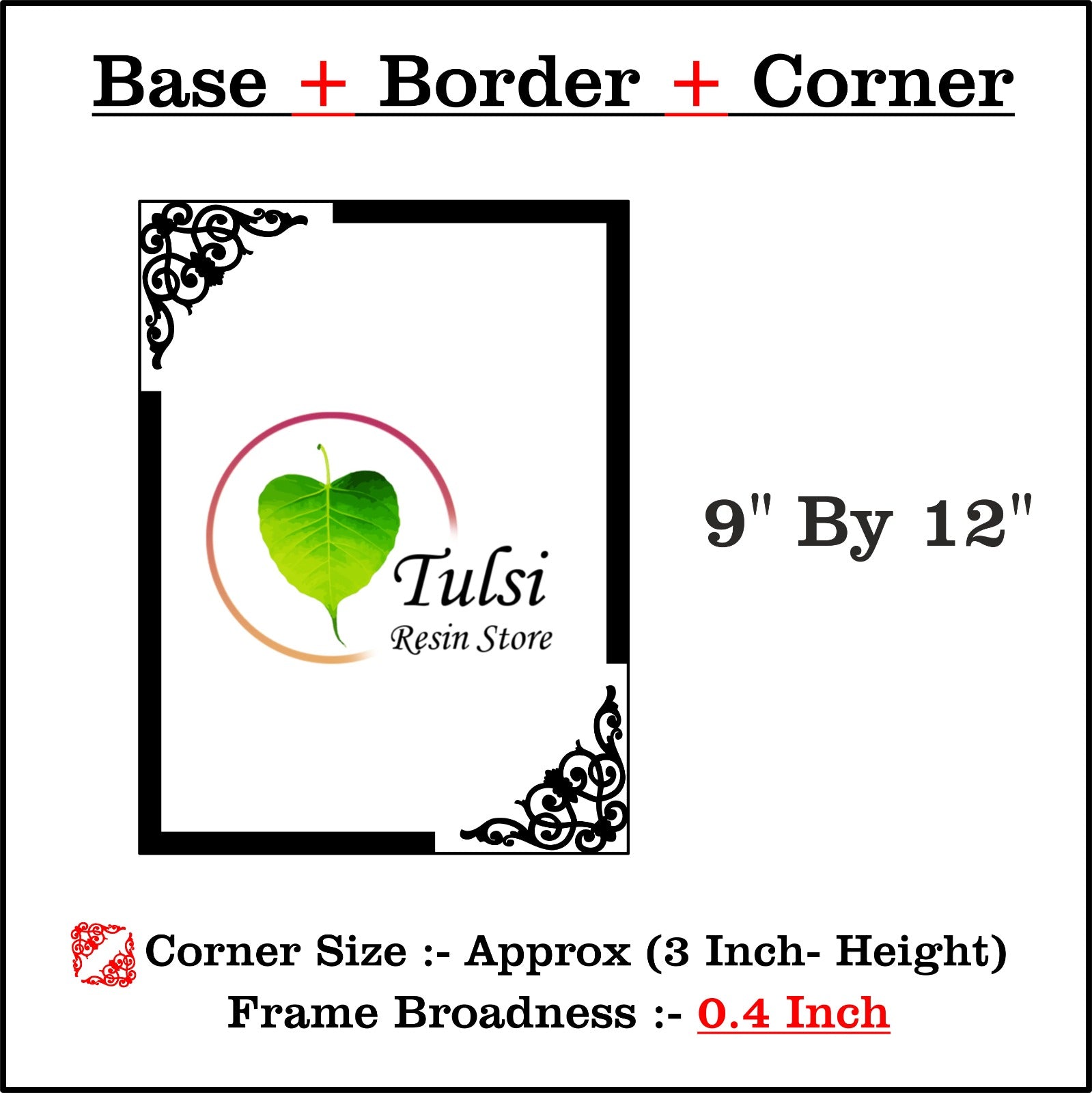 Designer Custom MDF Base + Gold Acrylic Border (B) 1 | Tulsi Resin