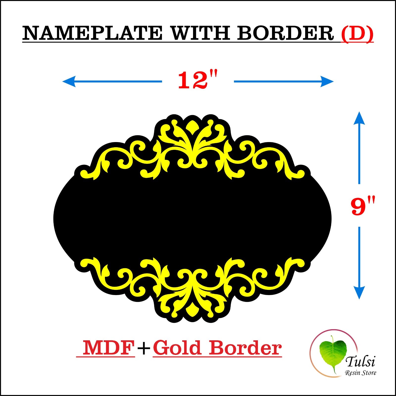 Designer Custom MDF Base + Gold Acrylic Border (D) 1 | Tulsi Resin