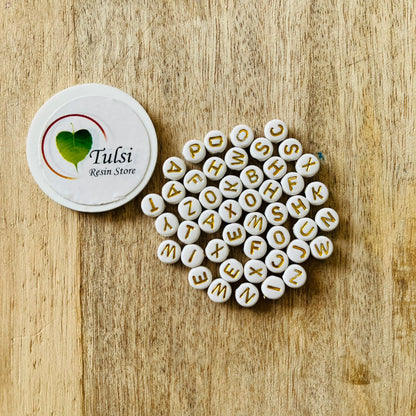 Flat Round Alphabet Beads