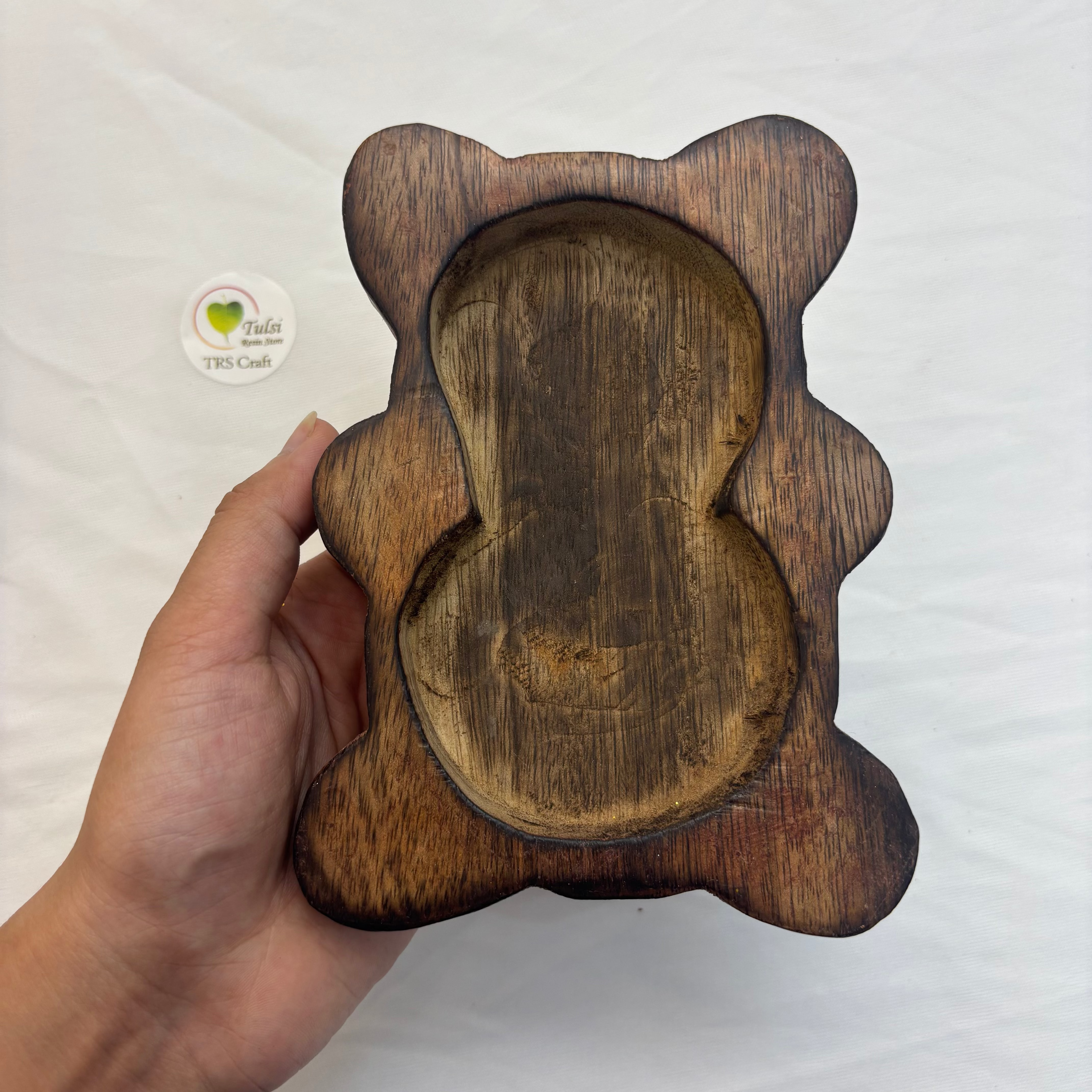 Teddy Bear Wooden Candle Bowl