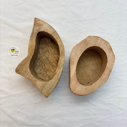 Uneven Shape Wooden Candle Bowl