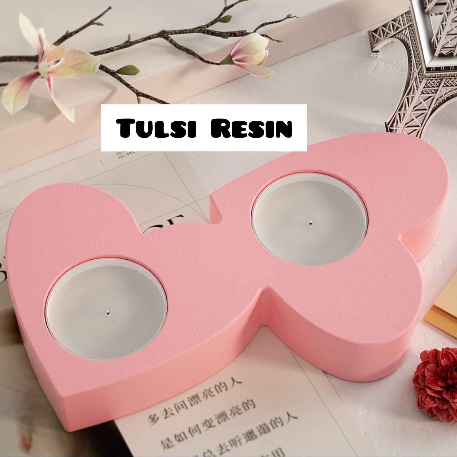 Dual Heart T-light Holder Mould