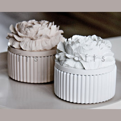 Concrete Jars (A18) - Jar With Peony Lid