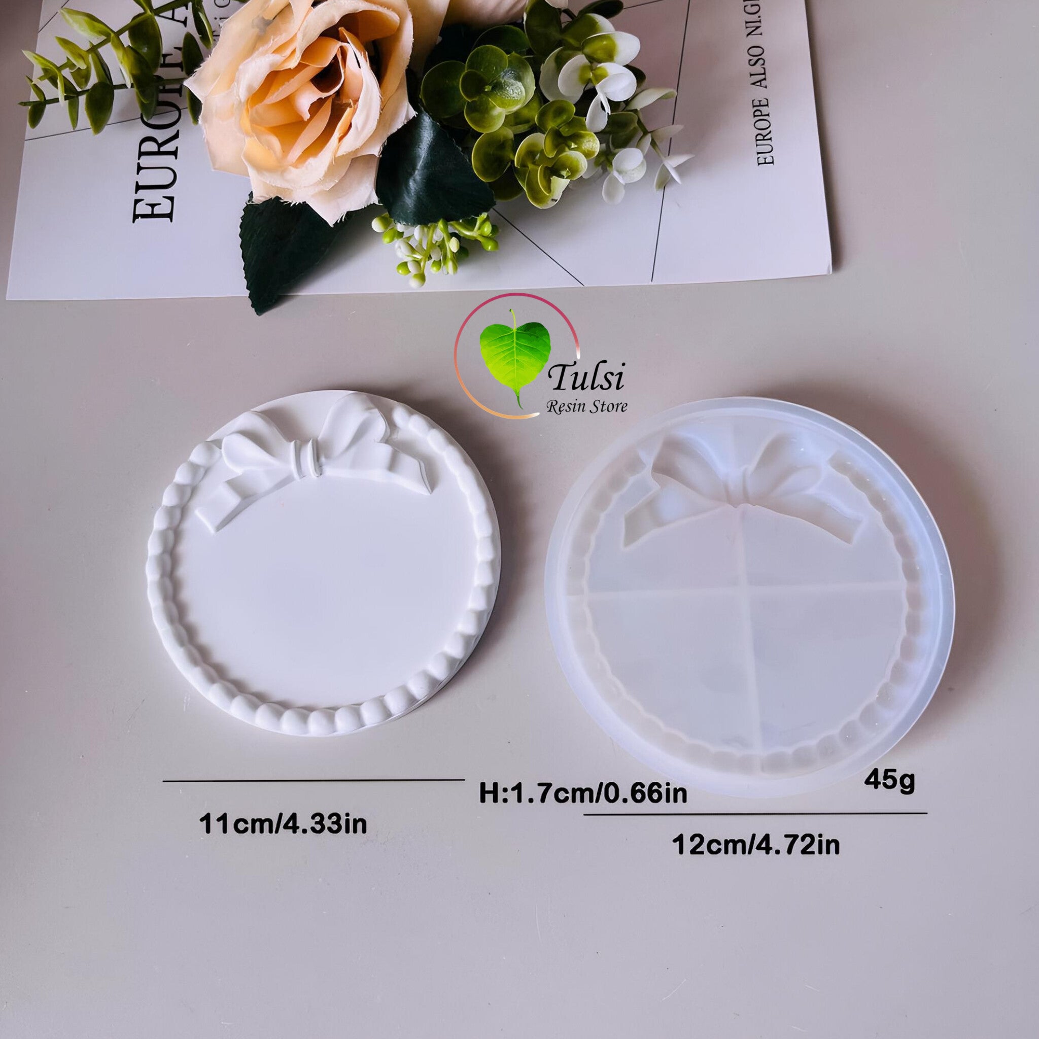 Bubble Edge Round Coaster Mould (D) - With Bow