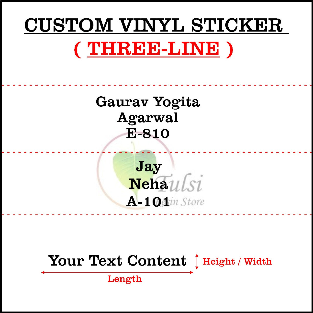 Custom Vinyl Sticker Three Line - Black