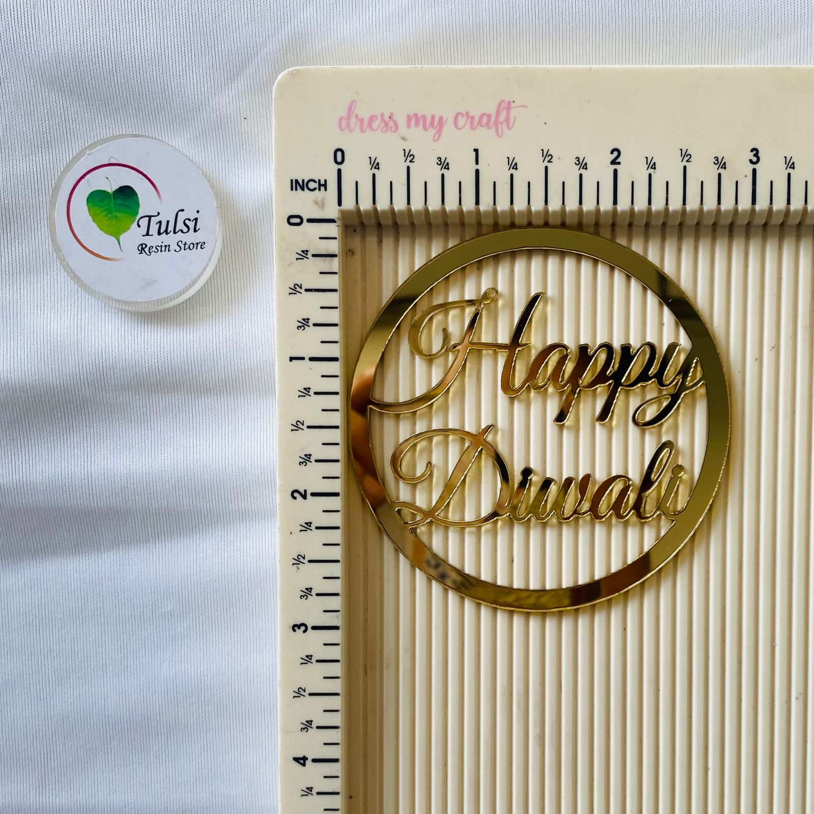 Acrylic Cutout - Happy Diwali Round (A)