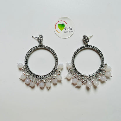 Big Round Jhumka Bazel With Moti(Silver)