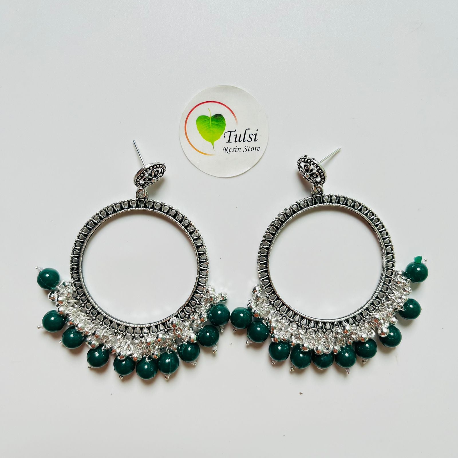 Big Round Jhumka Bazel With Moti(Silver)