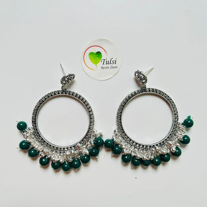 Big Round Jhumka Bazel With Moti(Silver)