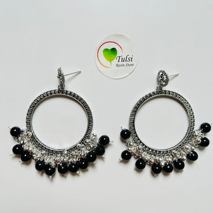 Big Round Jhumka Bazel With Moti(Silver)
