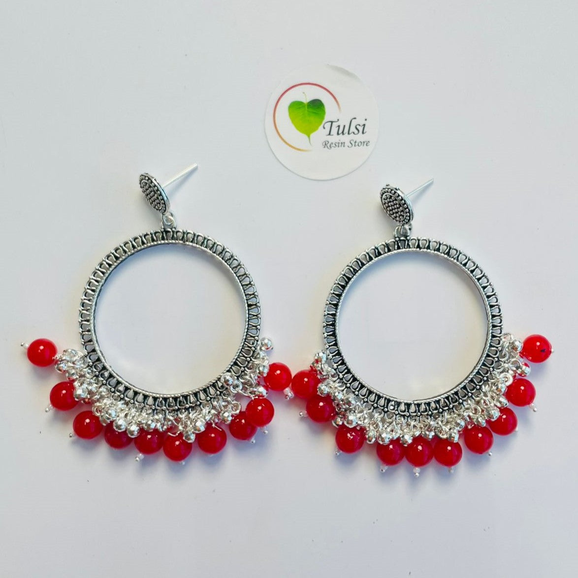 Big Round Jhumka Bazel With Moti(Silver)