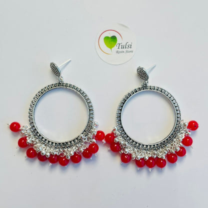 Big Round Jhumka Bazel With Moti(Silver)