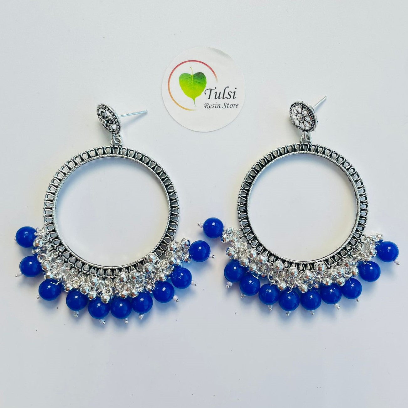 Big Round Jhumka Bazel With Moti(Silver)