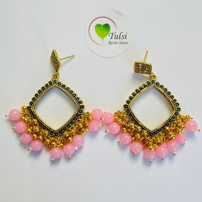 Square Jhumka Bazel With Moti (Gold)