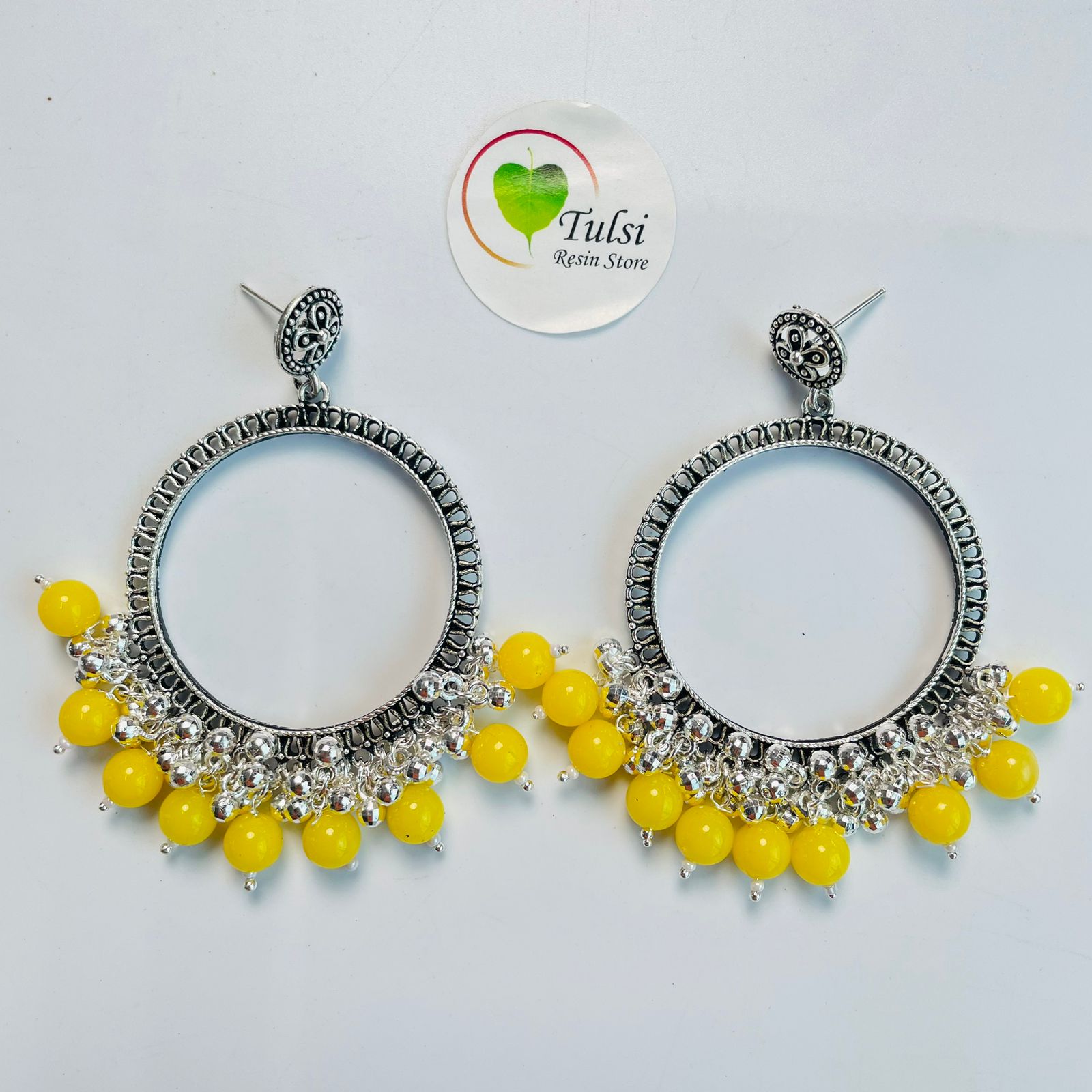 Big Round Jhumka Bazel With Moti(Silver)