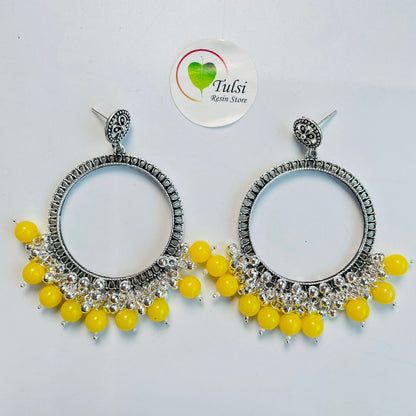 Big Round Jhumka Bazel With Moti(Silver)